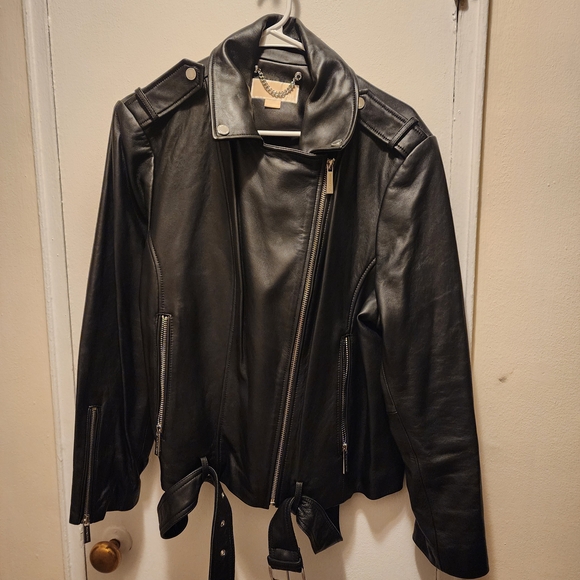 Michael Kors Black Leather Biker Jacket - Picture 4 of 6